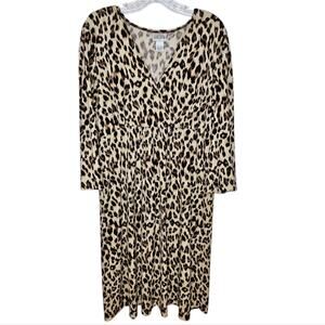 Chico's Leopard Print V Neck 3/4 Sleeve Shift Dress Chico's 3 US XL/16